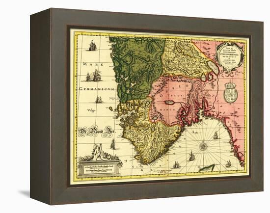 Norway - Panoramic Map-Lantern Press-Framed Stretched Canvas