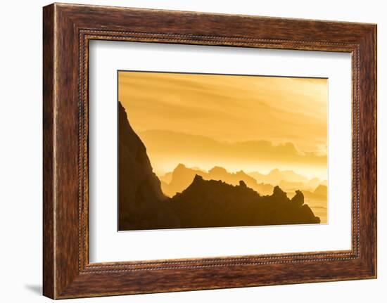 Norway, Svalbard, Nordaustlandet. Silhouette of Icebergs Backlit at Sunset-Jaynes Gallery-Framed Photographic Print