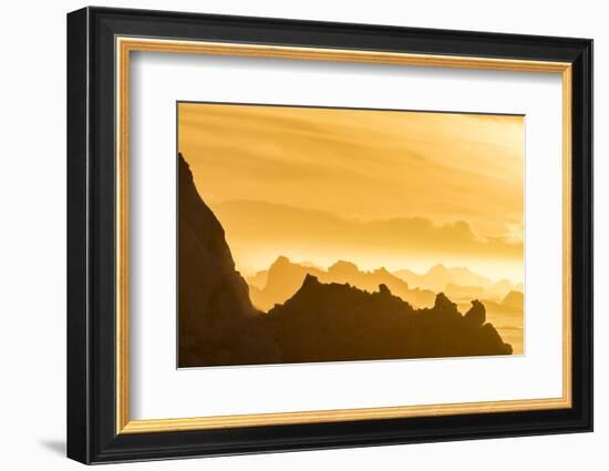 Norway, Svalbard, Nordaustlandet. Silhouette of Icebergs Backlit at Sunset-Jaynes Gallery-Framed Photographic Print