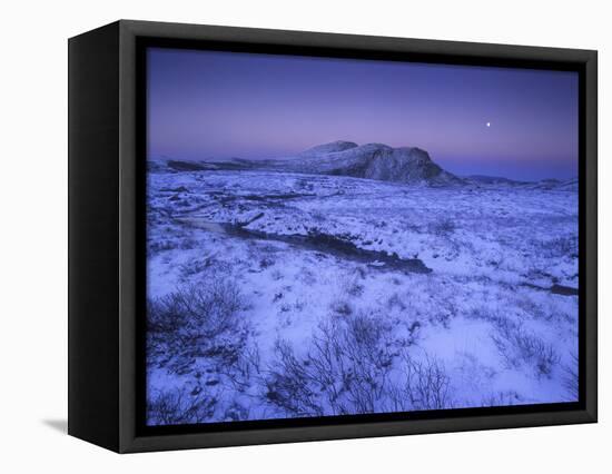 Norway, Telemark, Moonrise over the Heddersfjell in Winter-Andreas Keil-Framed Premier Image Canvas