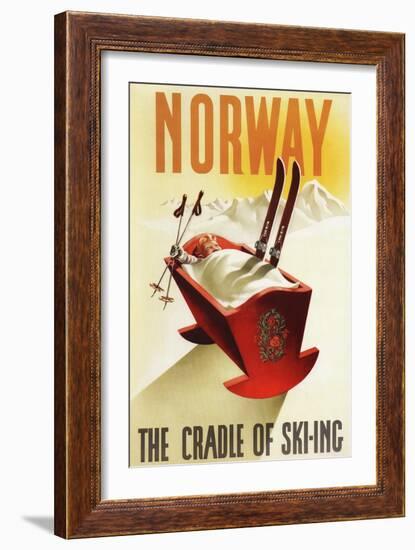 Norway - The Cradle of Skiing-Lantern Press-Framed Art Print