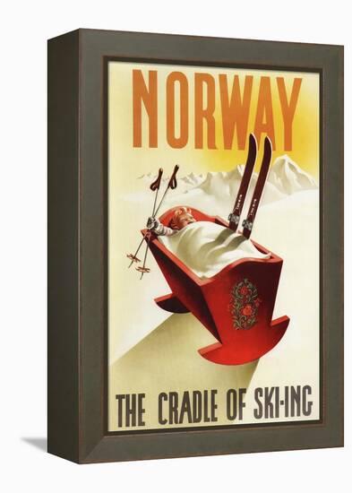 Norway - The Cradle of Skiing-Lantern Press-Framed Stretched Canvas