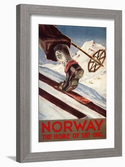 Norway - The Home of Skiing-Lantern Press-Framed Art Print