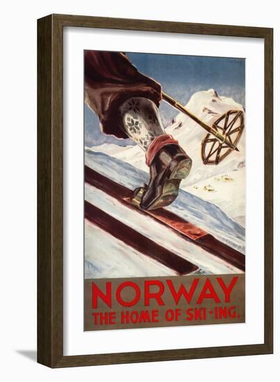 Norway - The Home of Skiing-Lantern Press-Framed Premium Giclee Print