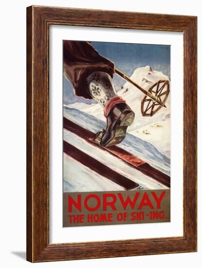 Norway - The Home of Skiing-Lantern Press-Framed Premium Giclee Print