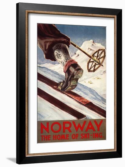 Norway - The Home of Skiing-Lantern Press-Framed Premium Giclee Print