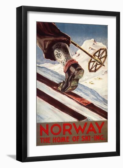 Norway - The Home of Skiing-Lantern Press-Framed Premium Giclee Print