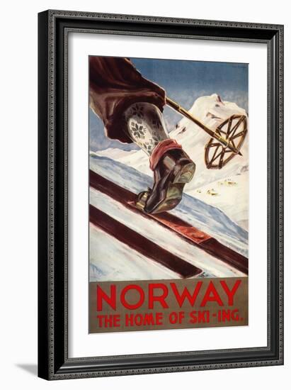 Norway - The Home of Skiing-Lantern Press-Framed Premium Giclee Print