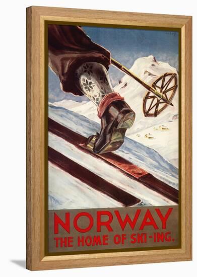 Norway - The Home of Skiing-Lantern Press-Framed Stretched Canvas