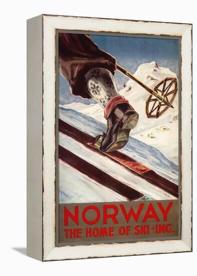 Norway - The Home of Skiing-Lantern Press-Framed Stretched Canvas