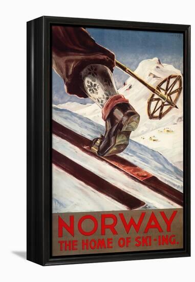 Norway - The Home of Skiing-Lantern Press-Framed Stretched Canvas