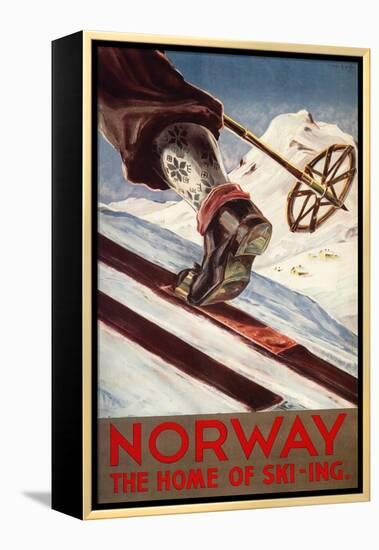 Norway - The Home of Skiing-Lantern Press-Framed Stretched Canvas