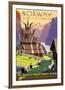 Norway, The Land of the Midnight Sun - Stave Church - Pan American World Airways System (PAA)-Ivar Gull-Framed Giclee Print