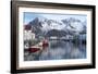 Norway, Vestvag. Fishing village set among dramatic mountains.-Ellen Goff-Framed Photographic Print