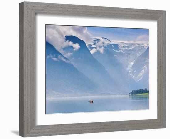 Norway, Western Fjords, Nordfjord, People in Rowing Boat-Shaun Egan-Framed Photographic Print