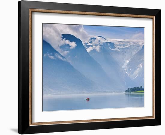 Norway, Western Fjords, Nordfjord, People in Rowing Boat-Shaun Egan-Framed Photographic Print