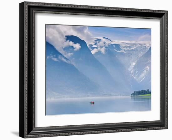 Norway, Western Fjords, Nordfjord, People in Rowing Boat-Shaun Egan-Framed Photographic Print