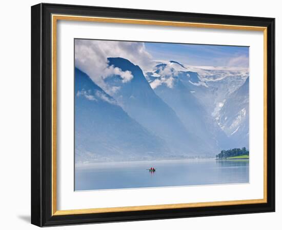 Norway, Western Fjords, Nordfjord, People in Rowing Boat-Shaun Egan-Framed Photographic Print