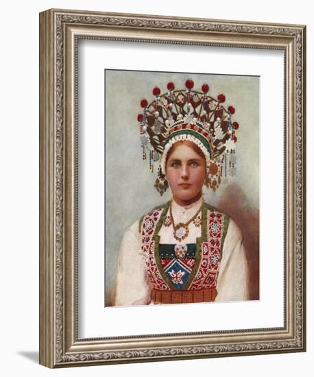 Norwegian Girl in Bridal Dress, 1899-Bergen, Norway Söstrene Persen-Framed Giclee Print