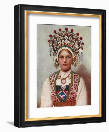 Norwegian Girl in Bridal Dress, 1899-Bergen, Norway Söstrene Persen-Framed Giclee Print