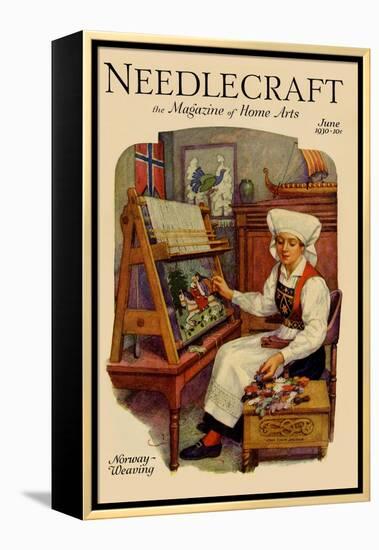 Norwegian Girl Weaving a Tapestry-null-Framed Stretched Canvas