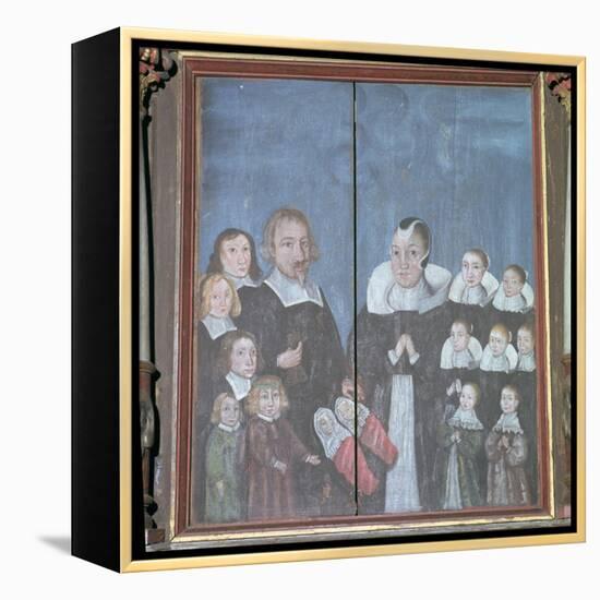 Norwegian painting showing a family with fourteen children, 17th century. Artist: Unknown-Unknown-Framed Premier Image Canvas