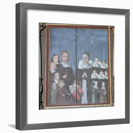 Norwegian painting showing a family with fourteen children, 17th century. Artist: Unknown-Unknown-Framed Giclee Print