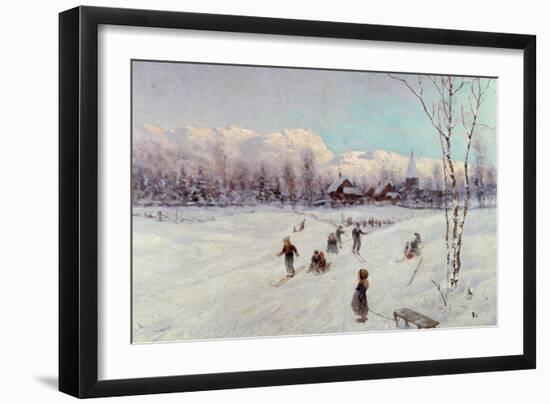 Norwegian Tobogganing Scene, 1875-Frithjof Smith-Hald-Framed Giclee Print