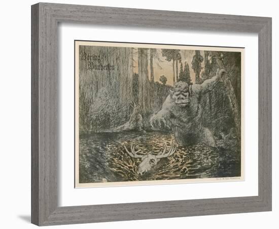 Norwegian Troll Chases an Elk-Christian Skredsvig-Framed Art Print