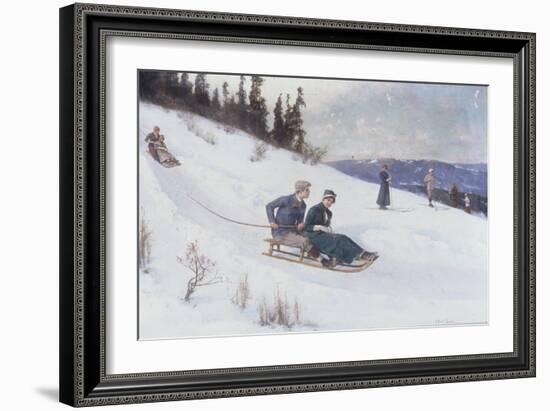 Norwegians Sledding in the Snow-Axel Hjalmar Ender-Framed Giclee Print