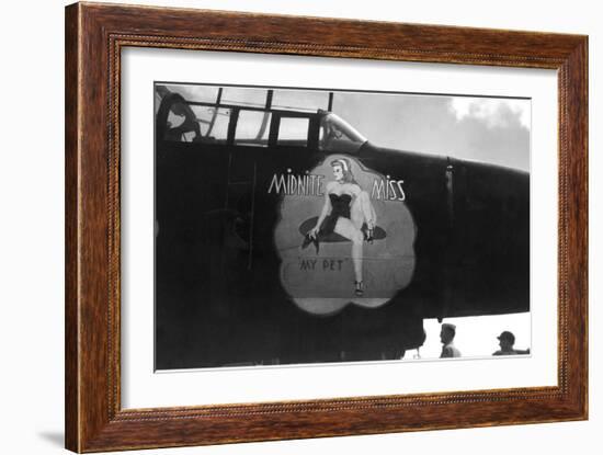 Nose Art, Midnite Miss, Pin-Up-null-Framed Art Print