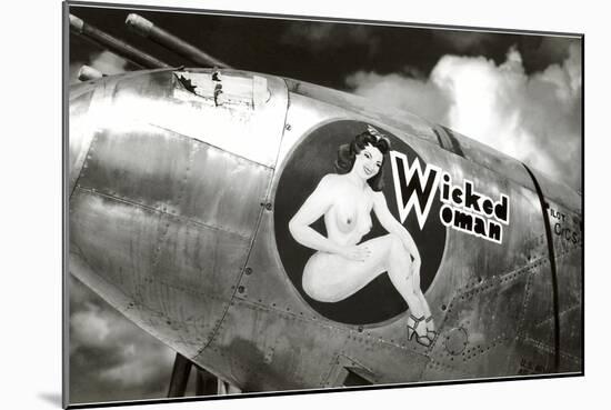 Nose Art, Wicked Woman Pin-Up-null-Mounted Art Print