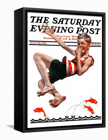 "Nose Dive," Saturday Evening Post Cover, July 25, 1925-Elbert Mcgran Jackson-Framed Premier Image Canvas