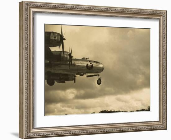 Nose of a B-29 Bomber Landing at an Airfield in Guam in 1945-null-Framed Photo