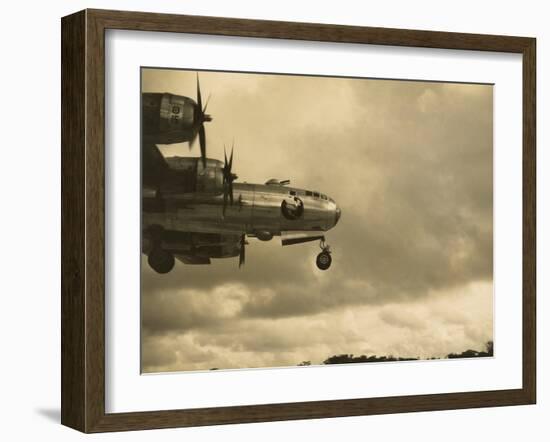 Nose of a B-29 Bomber Landing at an Airfield in Guam in 1945-null-Framed Photo