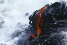 USA Hawaii Big Island Volcanos National Park Cooling Lava and Surf-Nosnibor137-Photographic Print