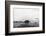 Nostalgic Sea. Waves Hitting in Rock in the Center. Black and White, far Horizon.-Michal Bednarek-Framed Photographic Print