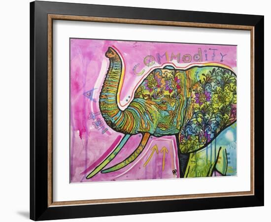 Not A Commodity, Elephants, Animals, Tusks, Trunk, Pink, Watercolor, Flowers, Pop Art-Russo Dean-Framed Giclee Print