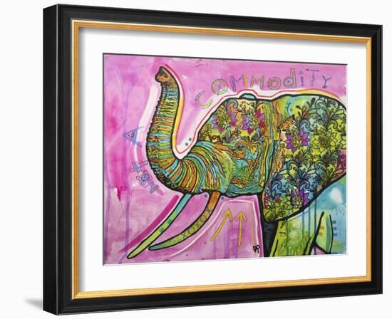 Not A Commodity, Elephants, Animals, Tusks, Trunk, Pink, Watercolor, Flowers, Pop Art-Russo Dean-Framed Giclee Print