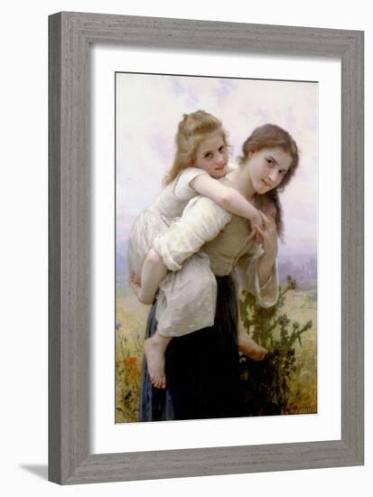 Not Too Much to Carry-William Adolphe Bouguereau-Framed Art Print