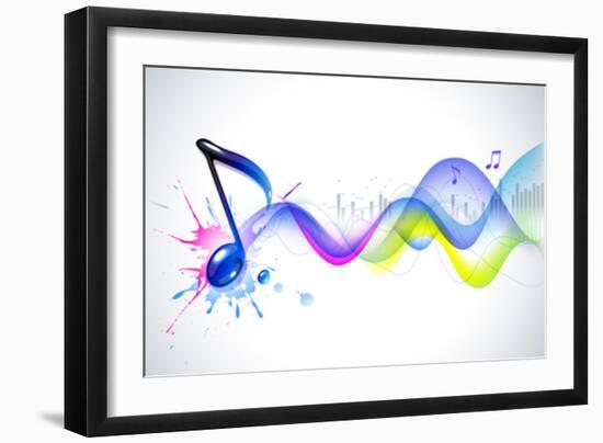 Note And Sound Waves. Music Background-Misha-Framed Art Print