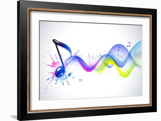 Note And Sound Waves. Music Background-Misha-Framed Art Print
