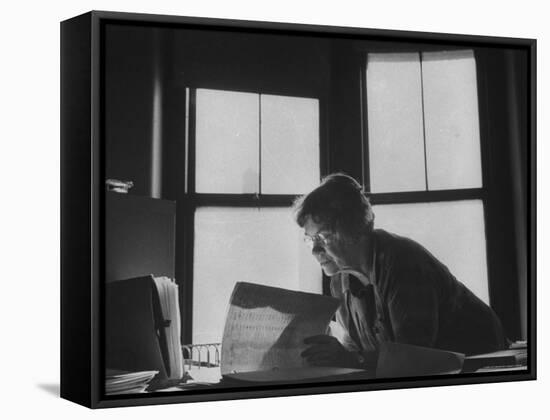 Noted Anthropologist Dr. Margaret Mead at Work at the American Museum of Natural History-John Loengard-Framed Premier Image Canvas