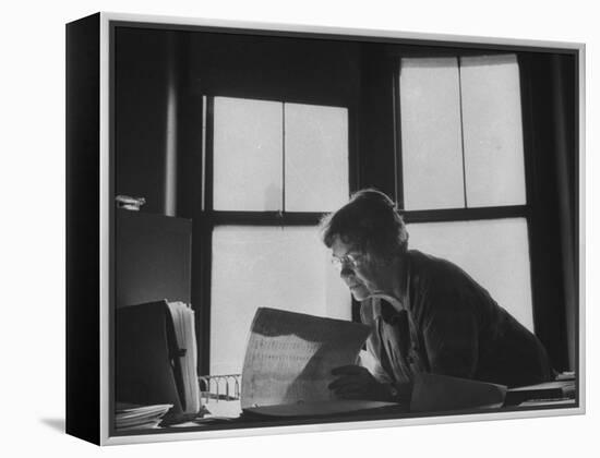 Noted Anthropologist Dr. Margaret Mead at Work at the American Museum of Natural History-John Loengard-Framed Premier Image Canvas