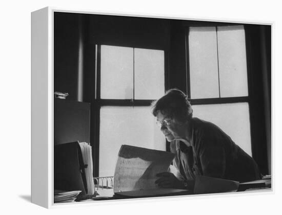 Noted Anthropologist Dr. Margaret Mead at Work at the American Museum of Natural History-John Loengard-Framed Premier Image Canvas