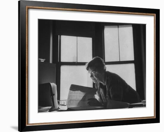 Noted Anthropologist Dr. Margaret Mead at Work at the American Museum of Natural History-John Loengard-Framed Premium Photographic Print