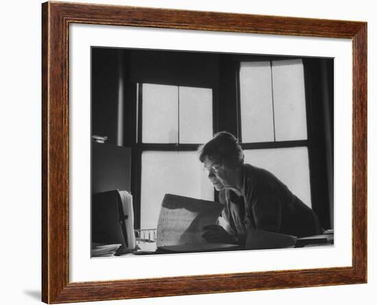 Noted Anthropologist Dr. Margaret Mead at Work at the American Museum of Natural History-John Loengard-Framed Premium Photographic Print