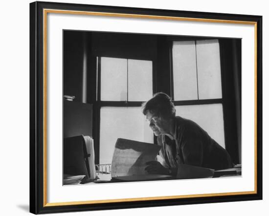 Noted Anthropologist Dr. Margaret Mead at Work at the American Museum of Natural History-John Loengard-Framed Premium Photographic Print