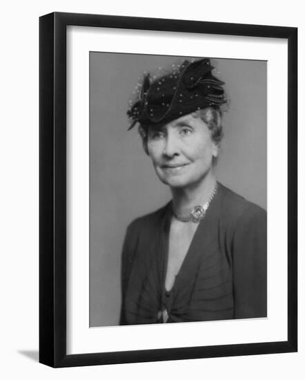 Noted Deaf and Blind Ldr. Helen Keller Wearing Hat-null-Framed Premium Photographic Print