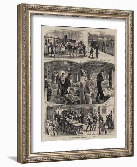 Notes in an Early Newspaper Train-null-Framed Giclee Print